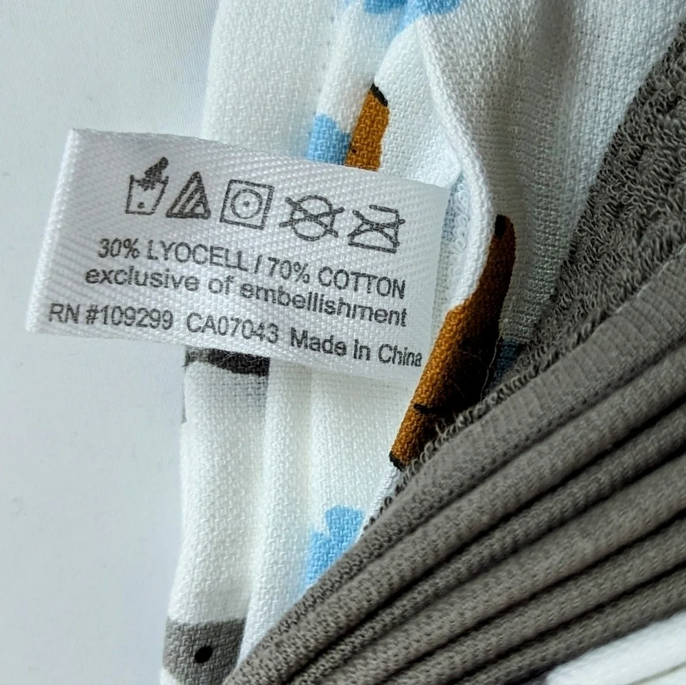 Kitchen Towels Set Of Three (3) Various Dog Breeds Multicolor Solid Grey NWT